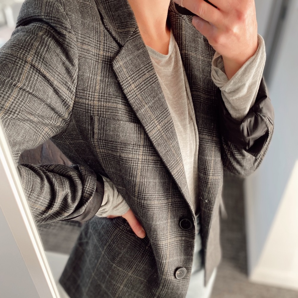 Grey Plaid Wool Blazer Zara - Size Small